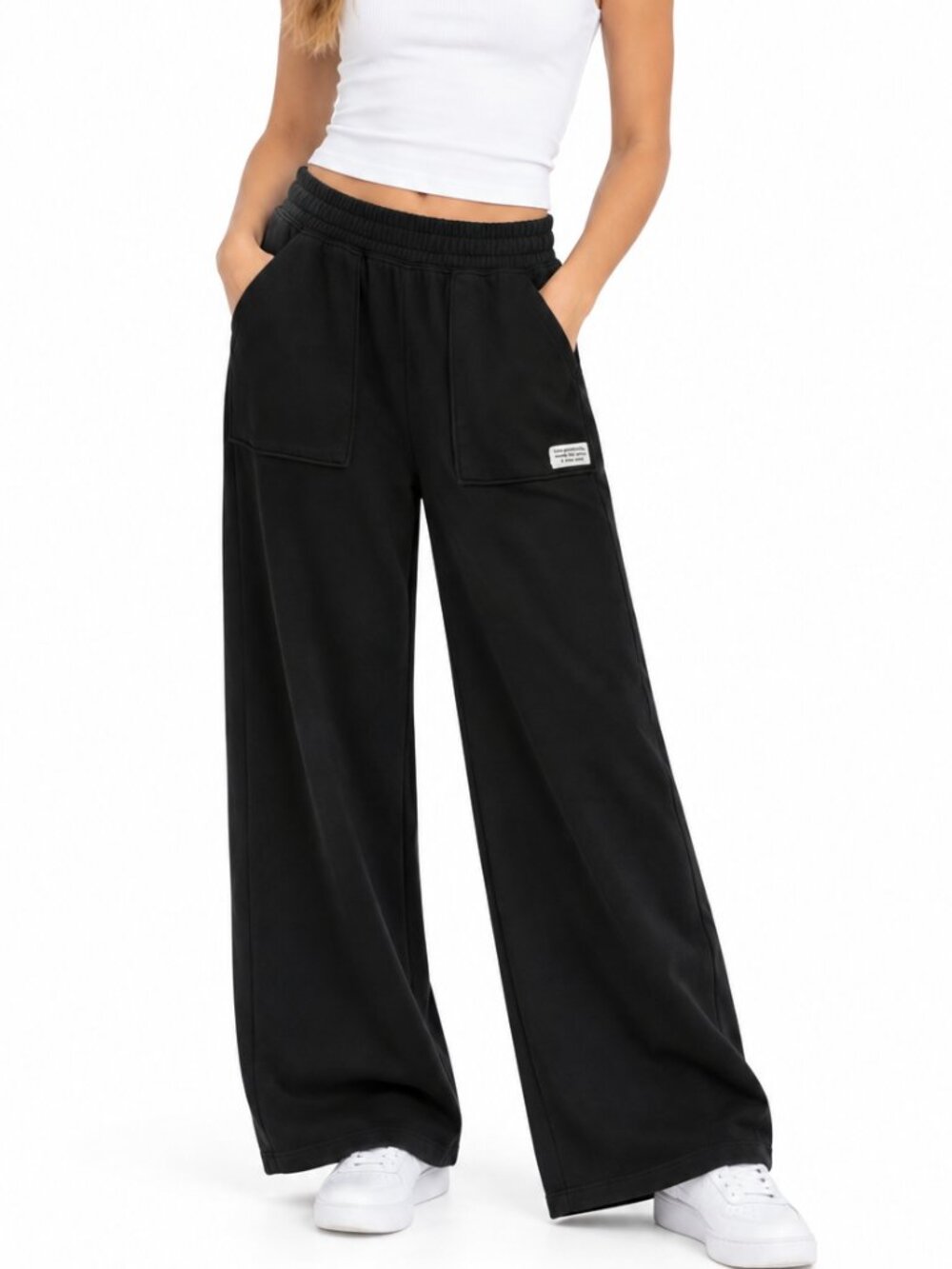 Divided by H&M Black High-Waisted Wide Leg Sweatpants Lounge Pants Small